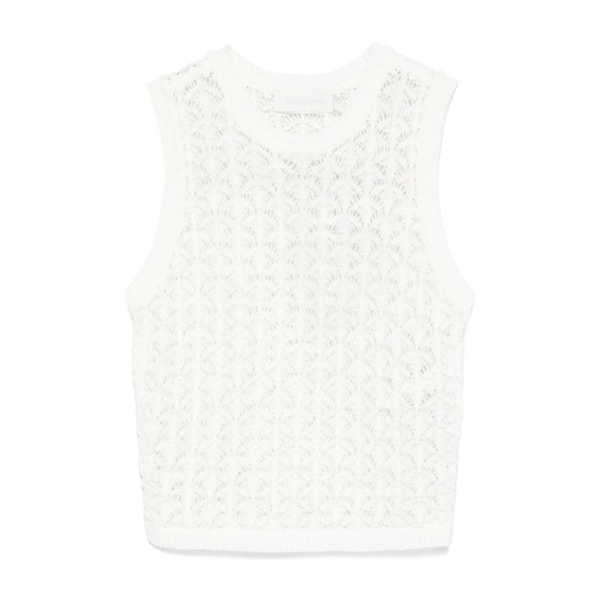 White Sleeveless Crew Neck Top
