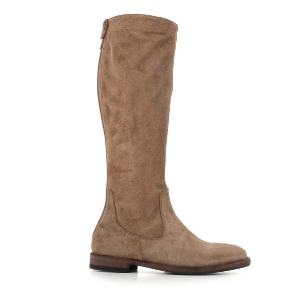 Beige Suede Zipper Boots