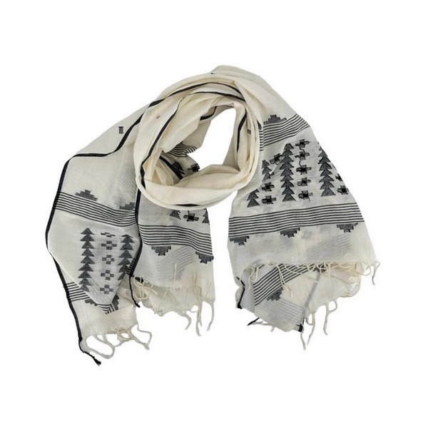 Aztec Pattern White Scarf