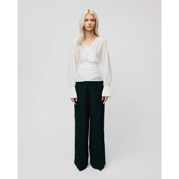 Organza Wrap Blouse with Long Belt