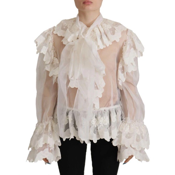 White Ruffles Lace Long Sleeve Blouse