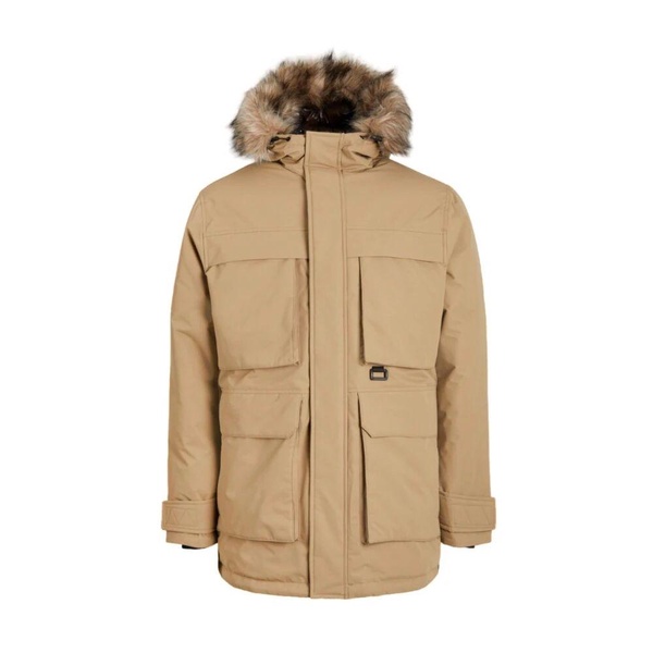 Windproof Parka Jacket with Fur Hood