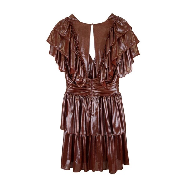 Short Dress with V-Neck and Ruffles