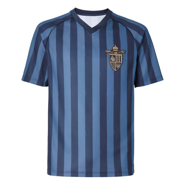Blue V-neck Crest Polo Shirt