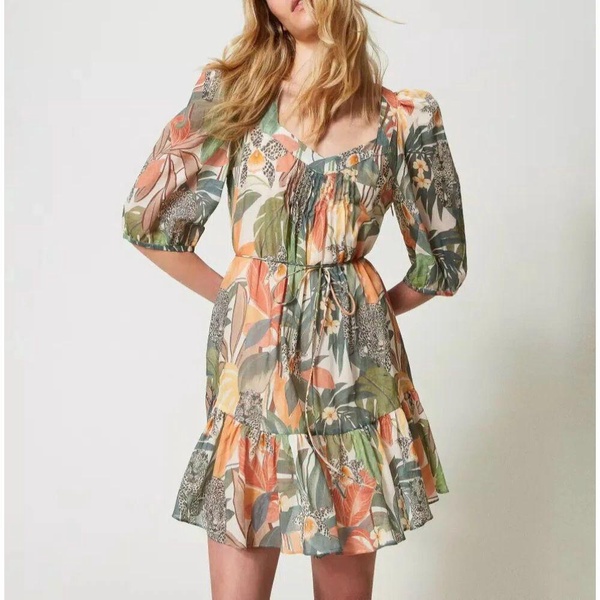 Short Muslin Print Dress