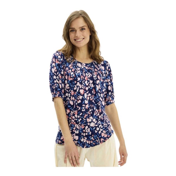 Blue Marcia Blouse with 3/4 Sleeves