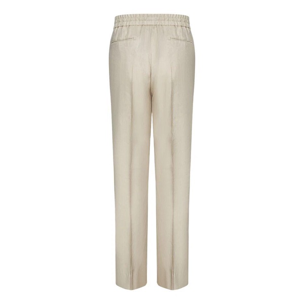 Beige Linen Wool Silk Trousers