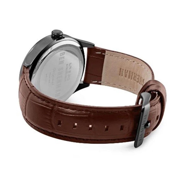 Analog Leather Strap Watch Stainless Steel