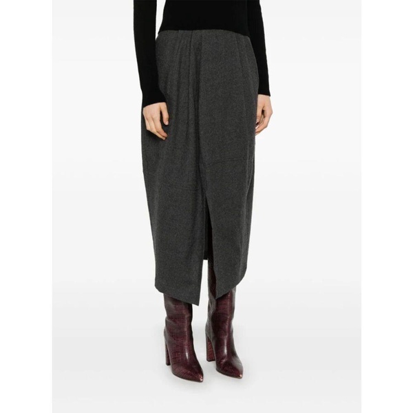 Soft Wool Midi Skirt Anthracite Grey
