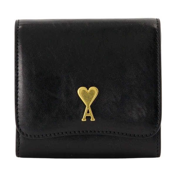 Black Leather Wallet with Snap Button