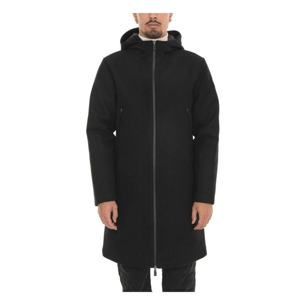 Hooded Wool Blend Coat with Pockets