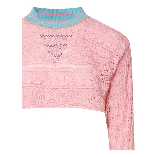 Crochet Effect Pink Sweater Made in Italy
