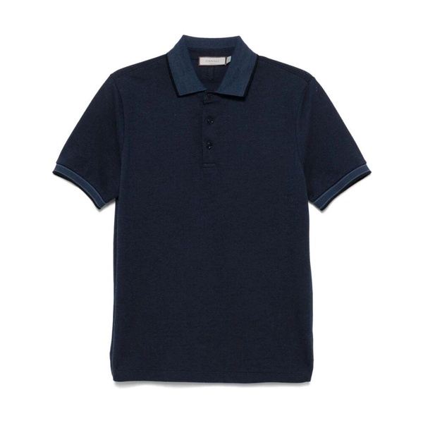 Navy Blue Striped Short Sleeve Polo