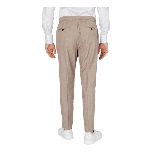 Beige Elasticated Trousers with Pockets