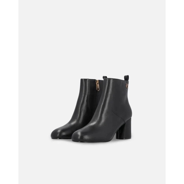 Black Leather Ankle Boots Chunky Heel
