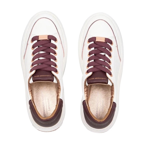 Bordeaux Leather Sneakers with Platform Sole