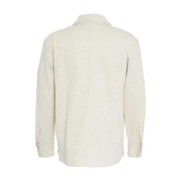Beige Linen Blend Overshirt Jacket