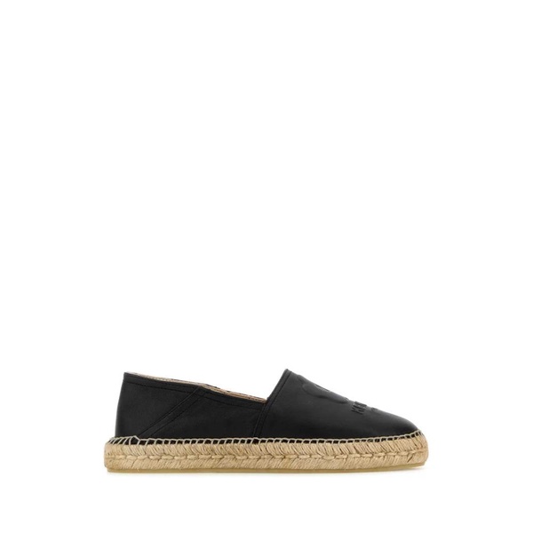 Stylish Black Leather Espadrilles