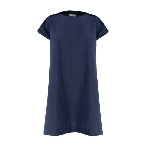 Cotton Midi Dress with Boat Neckline