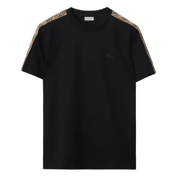 Black Cotton T-shirt with Equestrian Knight