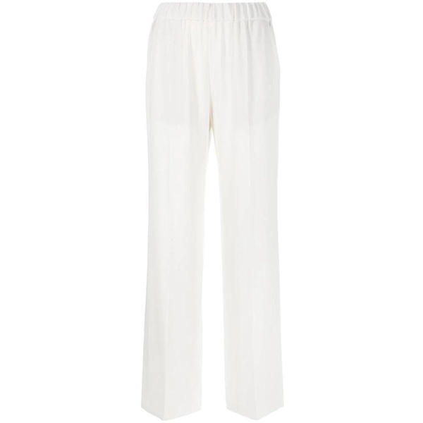 White Wide Leg Trousers with High Waist