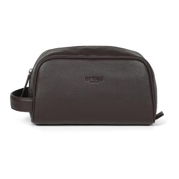 Dark Brown Leather Men's Washbag