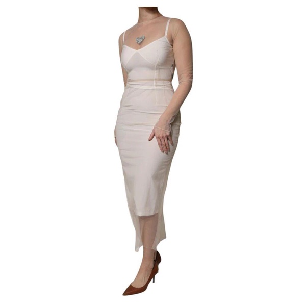 Sheer Tulle Bustier Midi Dress