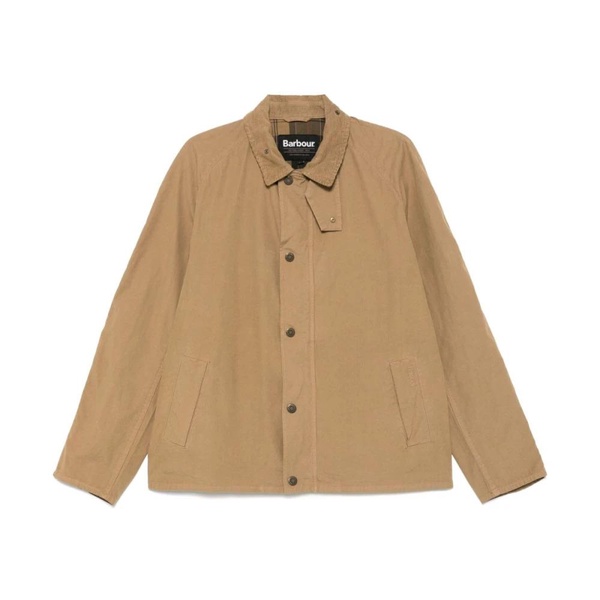 Beige Tracker Jacket with Ribbed Collar
