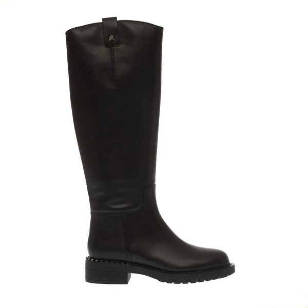 Black Leather Studs Boot