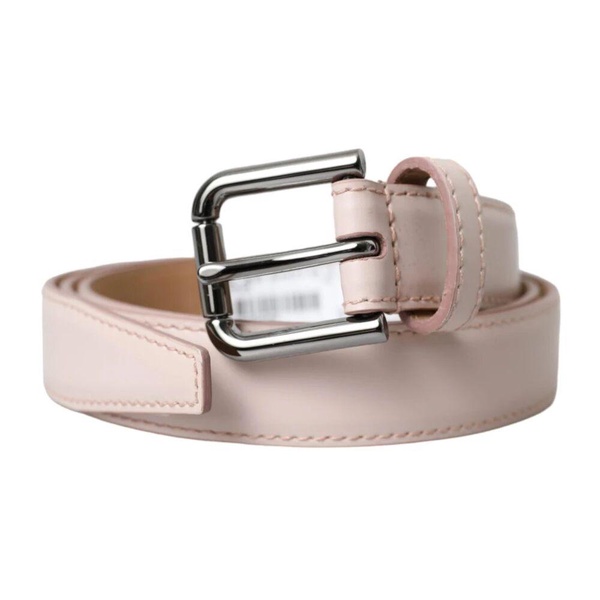 Light Pink Leather Metal Buckle Belt