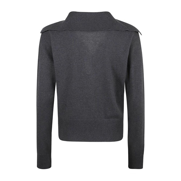 Anthracite Grey V-Neck Knitwear Sweatshirt