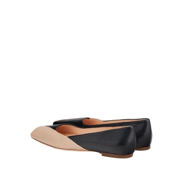 Square Toe Leather Ballet Flats