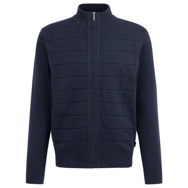 Men's Zip-Up Cardigan with Textured Stripes