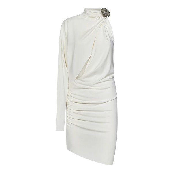 White One-Shoulder Jewel Dress
