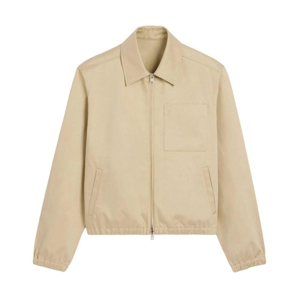 Beige Cotton Zipped Jacket