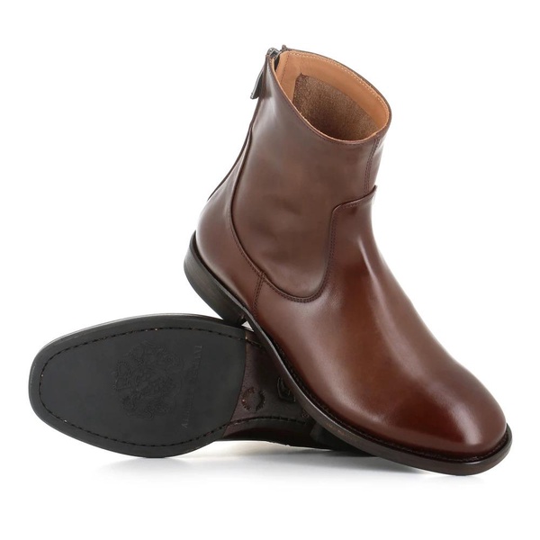 Brown Leather Zipper Boots