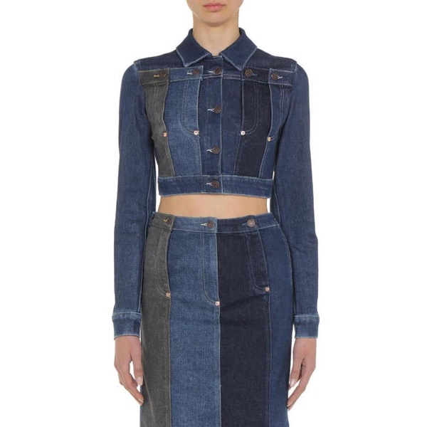 Patchwork Cropped Denim Jacket