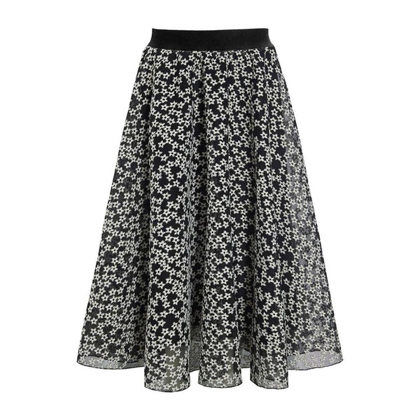 Flower Mesh Skirt Black/Ivory