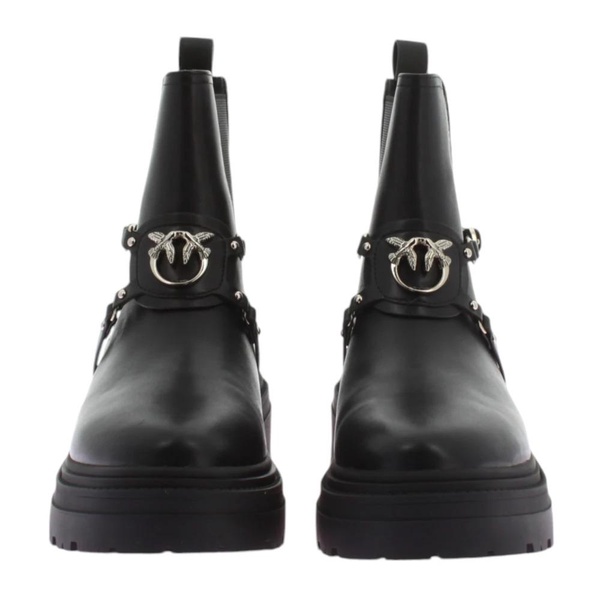 Black Leather Ankle Boots Elastic