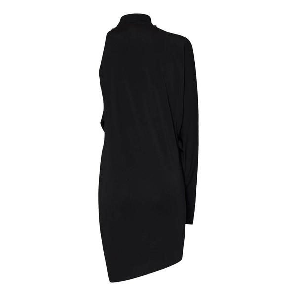 Black One Shoulder Draped Dress