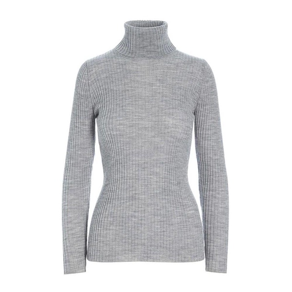 Grey Melange Wool Turtleneck Sweater