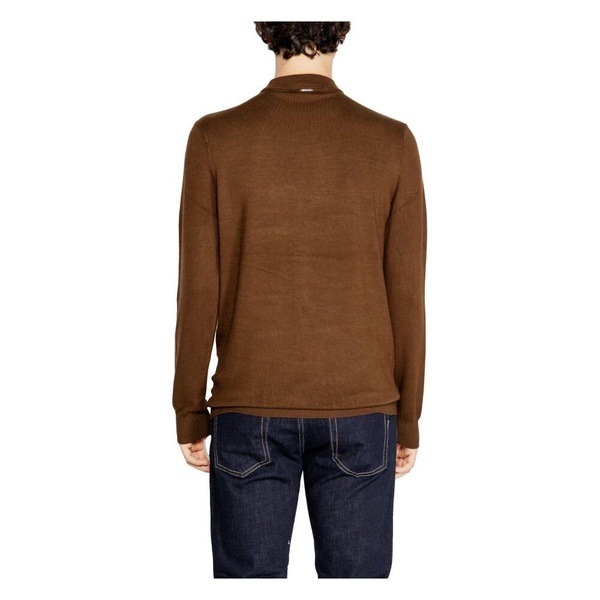 Brown Long Sleeve Knitwear Men Fall/Winter