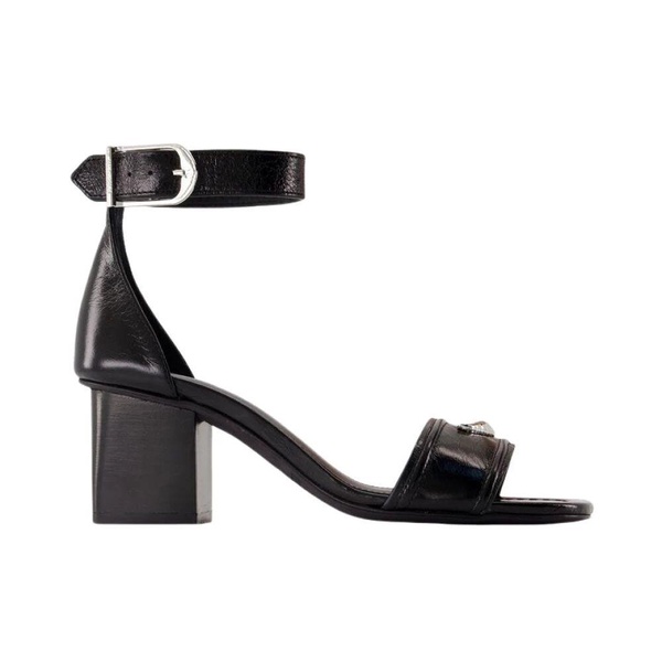 Black Leather Caprese Wings Sandals