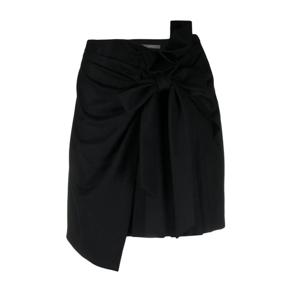 Black Asymmetric Wrap Skirt