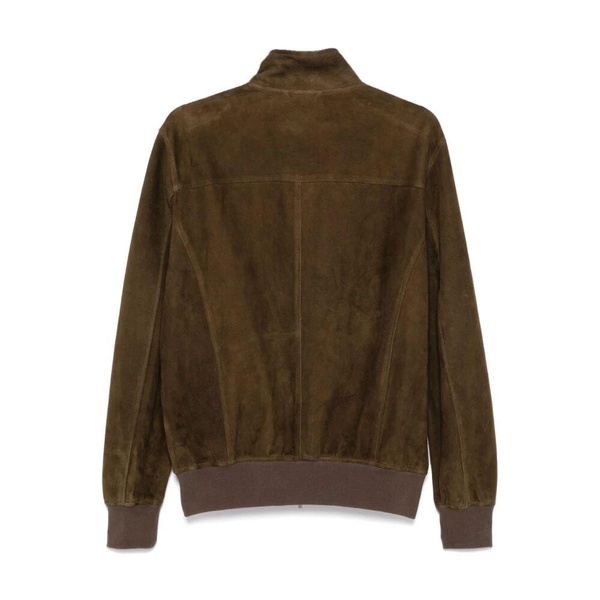 Brown Leather Jacket with Zip Closure