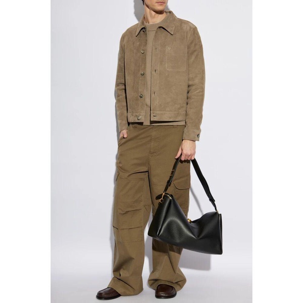 Suede jacket with embossed logo