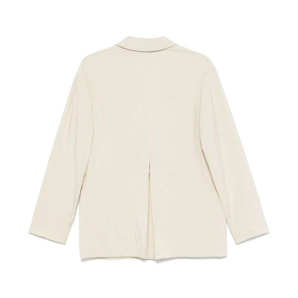 Beige Button-Up Jacket with Pockets