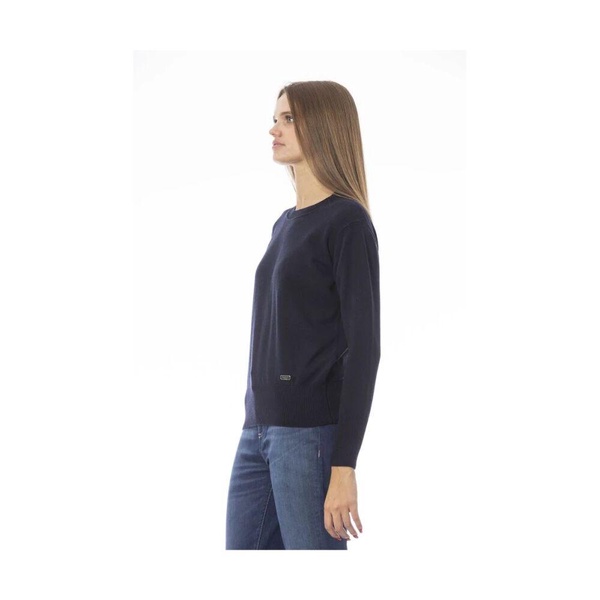 Luxury Blue Wool-Cashmere Crew Neck Sweater