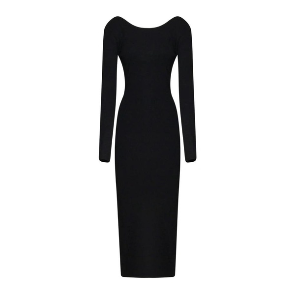 Black Long Sleeve Backless Maxi Dress