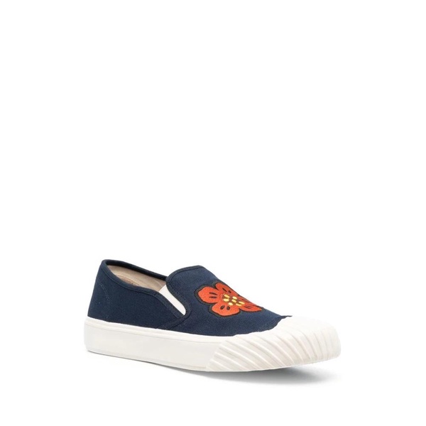 Blue and White Slip-On Sneakers